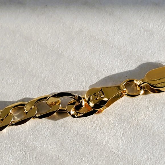 Mens 18K Gold Cuban Chain Link Necklace 22" Guys Silver Stamped Jewelry 22 inch - Picture 4 of 9